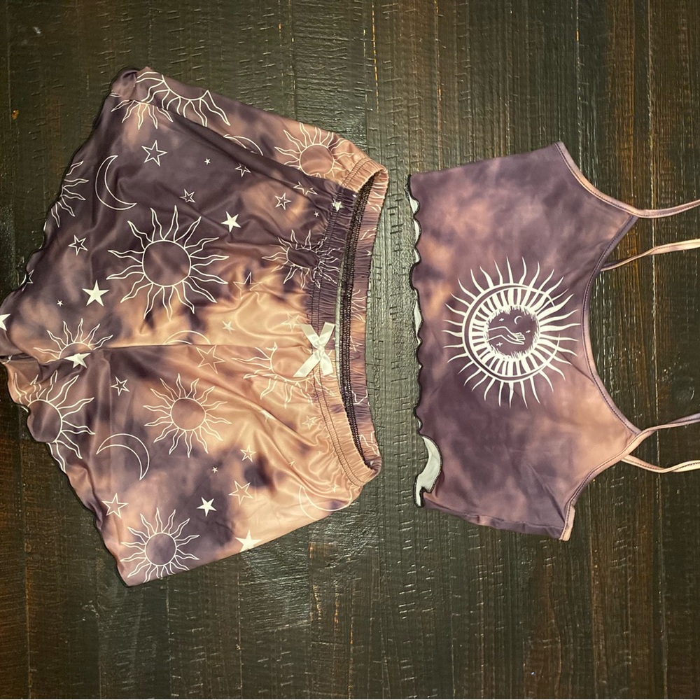 Purple Sun and Moon Pajama Set